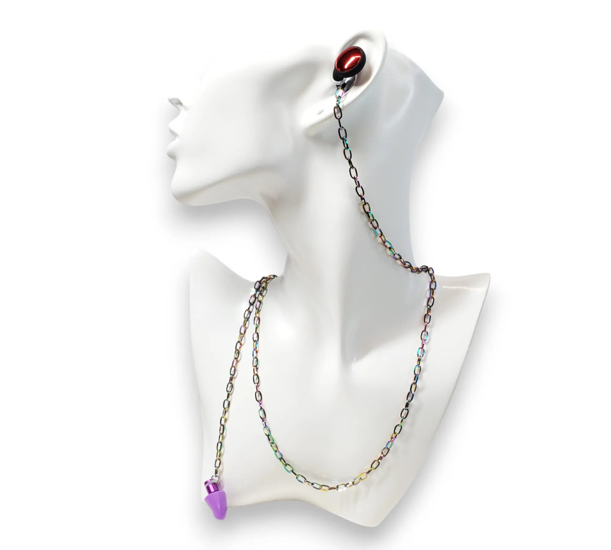 Iridescent Chain EarLinks Necklace for Earplugs, Earbuds and Hearing Aids