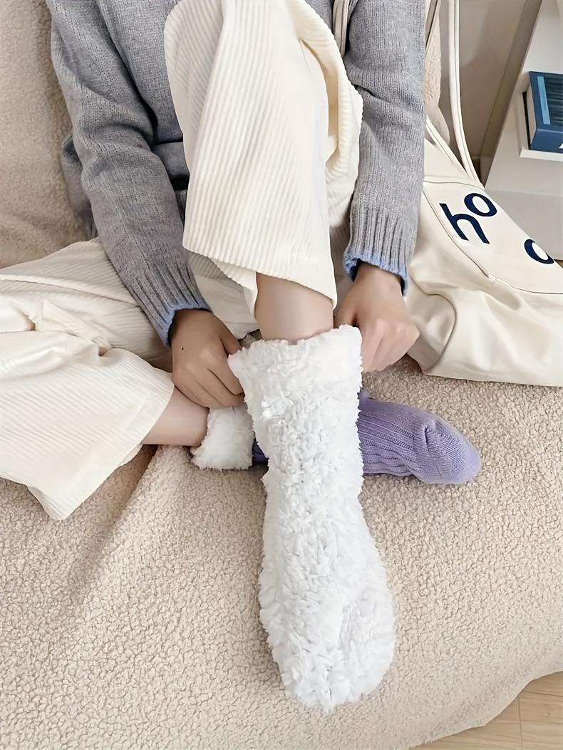 Product Introduction of 1/2 Pairs Extra Thick Plush Slipper Socks, Anti-slip Gifts Indoor Floor Socks For Fall & Winter, Women's Stockings & Hosiery 0