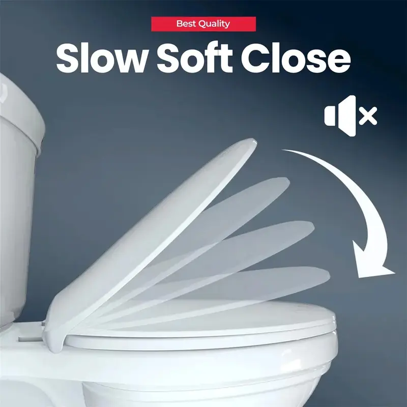 Luxury White Soft Close Bathroom Toilet Seat Anti Slam WC Home Heavy Duty 3