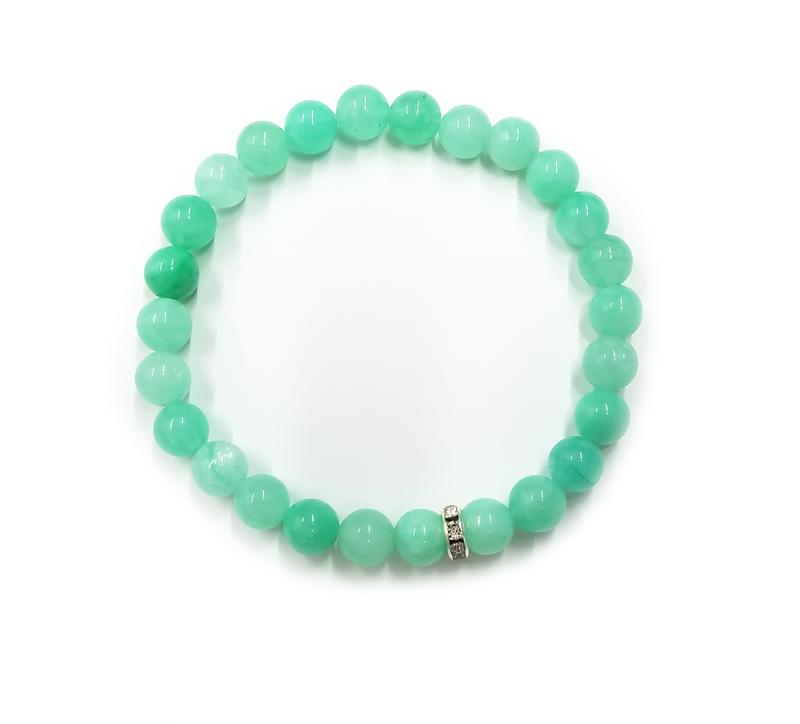 Green Chalcedony Gemstone Stretch Bracelet Anniversary Birthday Daily Engagement Wedding #GreenChalcedony #Gemstone #StretchBracelet 0