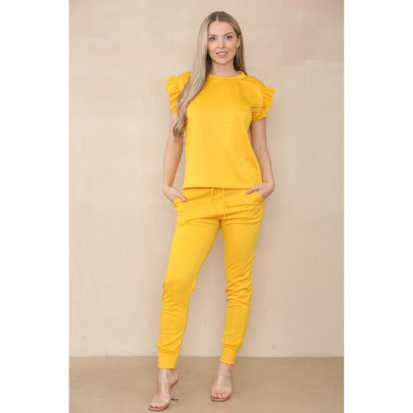 Womens Frill Peplum Sleeve Top Bottom Lounge Wear Set Shortsleeve Short 5