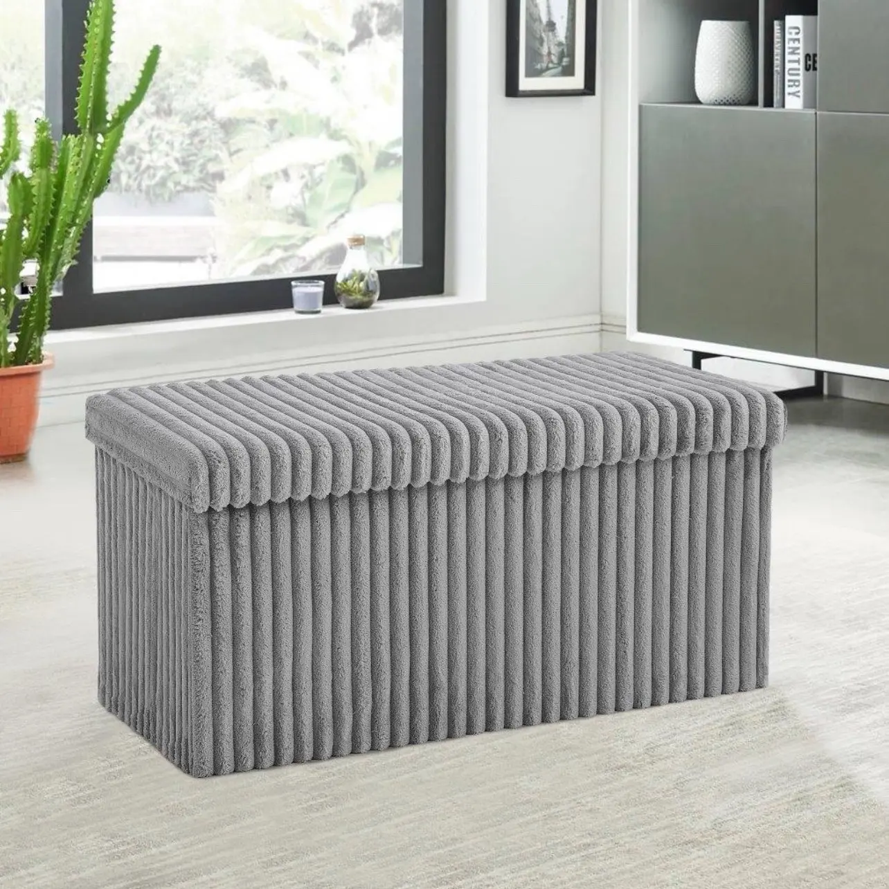 Storage Box with Lid - BabyPink and Silver - 76cm x 35cm x 35cm - Durable and Stylish - Organiser, Container - Tear, Kitchen