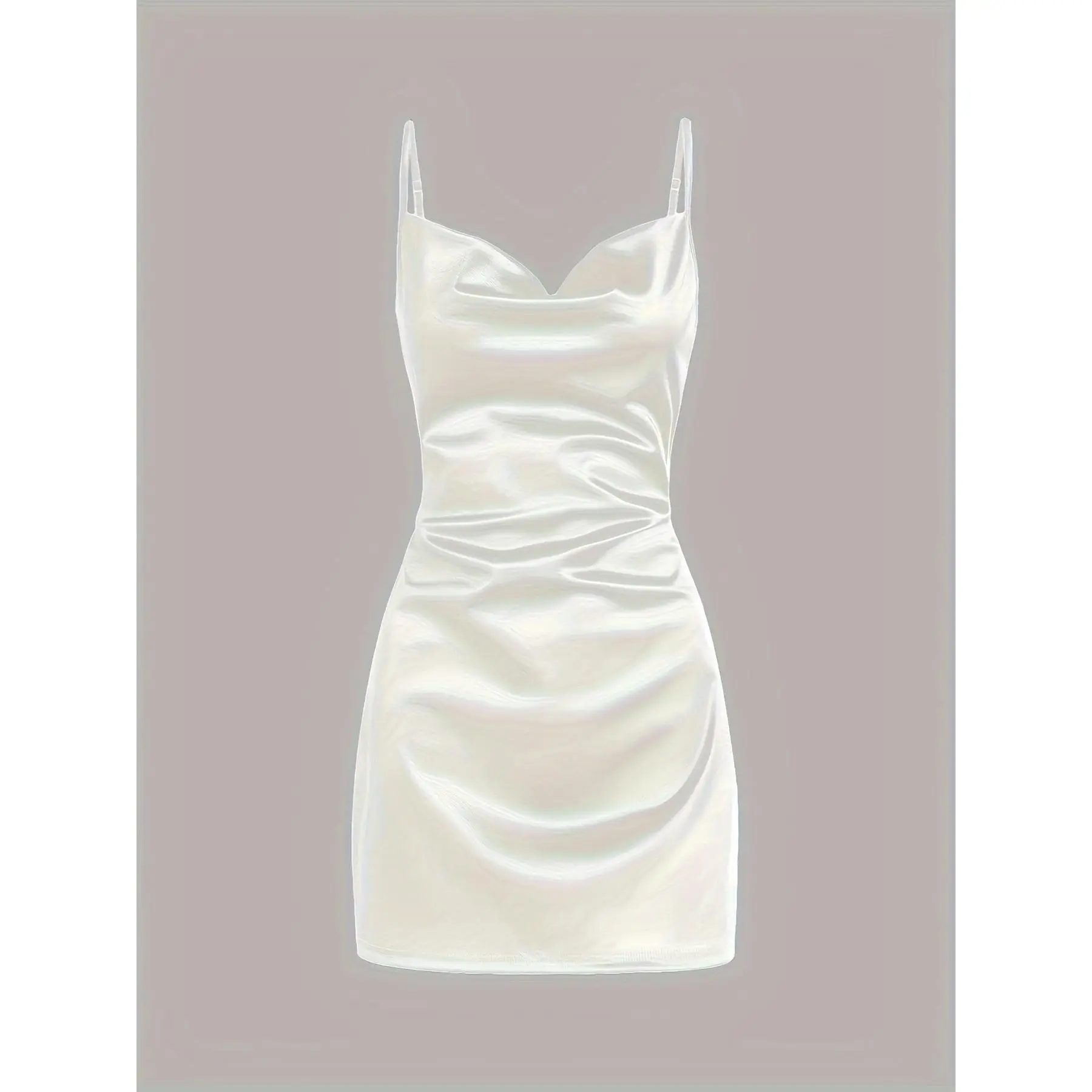 holiday outfits 2025 Satin Sleeveless Mini Dress With Thin Straps For Women From ZAFUL, Featuring A Sexy Halter Neck Silk Cocktail Party Dress.