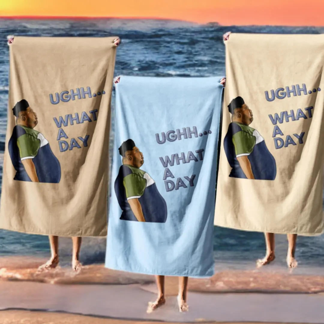 Harvey What A Day Rude Funny Joke Cheeky Any Colour Soft Absorbent Beach Bath Sheet Towel Decor Family Pet His Her House Warming Gift