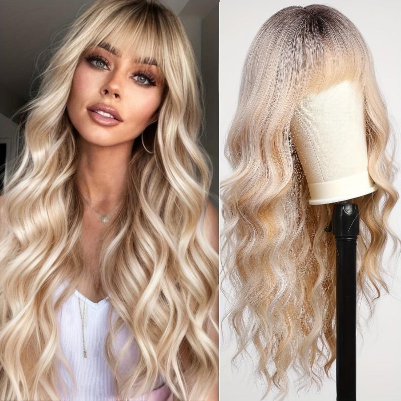 Highlight Long Curly Wavy Wig Synthetic Wig Beginners Friendly Heat Resistant Elegant For Daily Use Wigs For Women 3