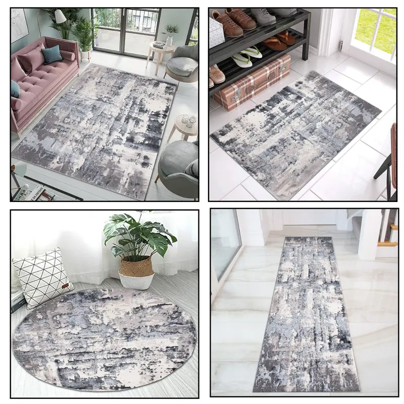Luxury Anti-Skid Abstract Design  washable  Area Rug Modern  navy Color Rugs Large Area Rugs for Living Room & Bedroom Runner Rugs  carpets  for Hallways Entrance  Circular Round Rugs Floor  mats & rugs 5