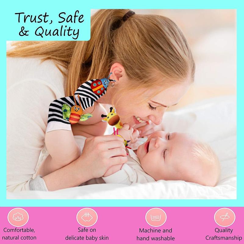 Foot Finders & Wrist Rattles for Infants - Developmental Texture Toys for Babies & Infant - Newborn Toys for Baby Girls Boys - Baby Boy Girl Toys 1