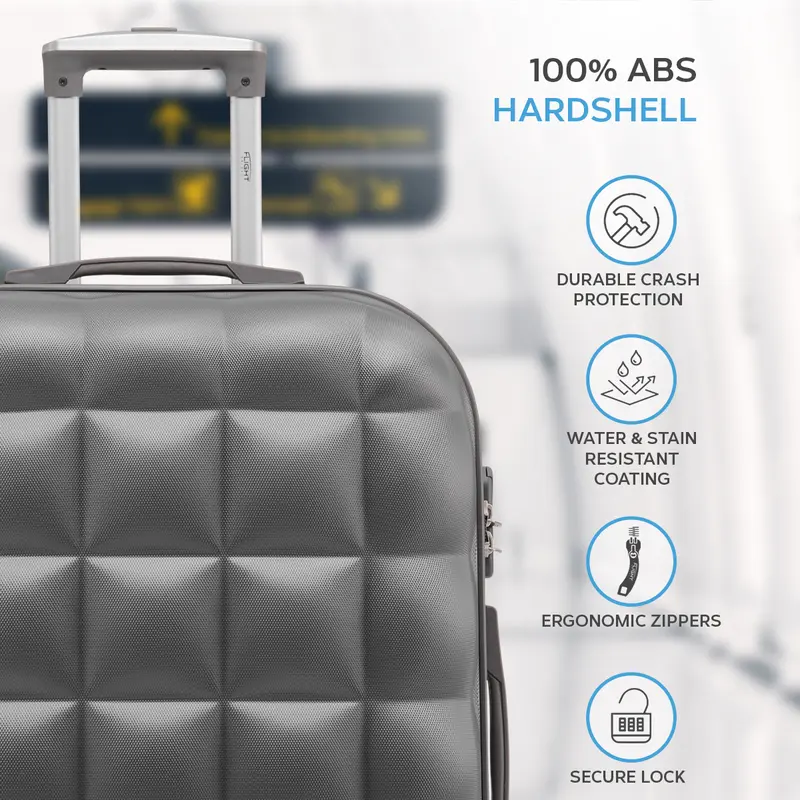 Flight Knight Hard Shell  Bubble Design ABS Check-in Medium & Large & Carry On Suitcases - Charcoal 2