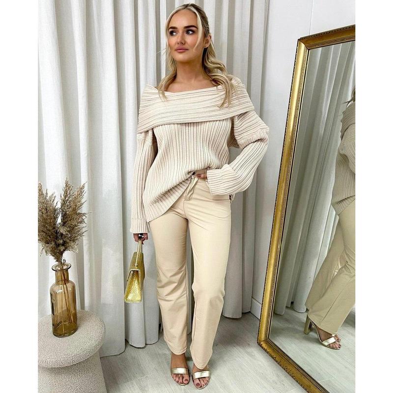 iKrush High Waisted Faux Leather Trouser i38437 High Waist   Regular Length    Workwear Partywear Plain Work Night Out 5