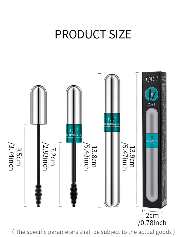 QIC 2 in 1 4D Silk Fiber Lash Mascara for Natural Lengthening and Thickening Effect - Makeup, Eyelashes Cosmetic mega volume striplashes 6