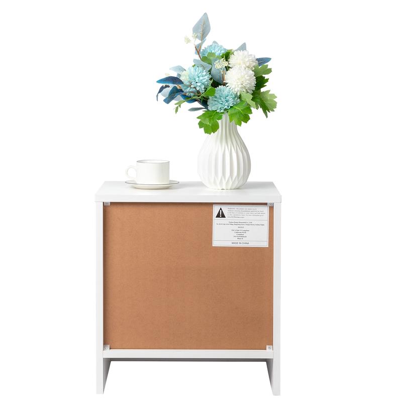 2-Tier Nightstand Bedside Cabinet End Table for Bedroom Home Office White 2