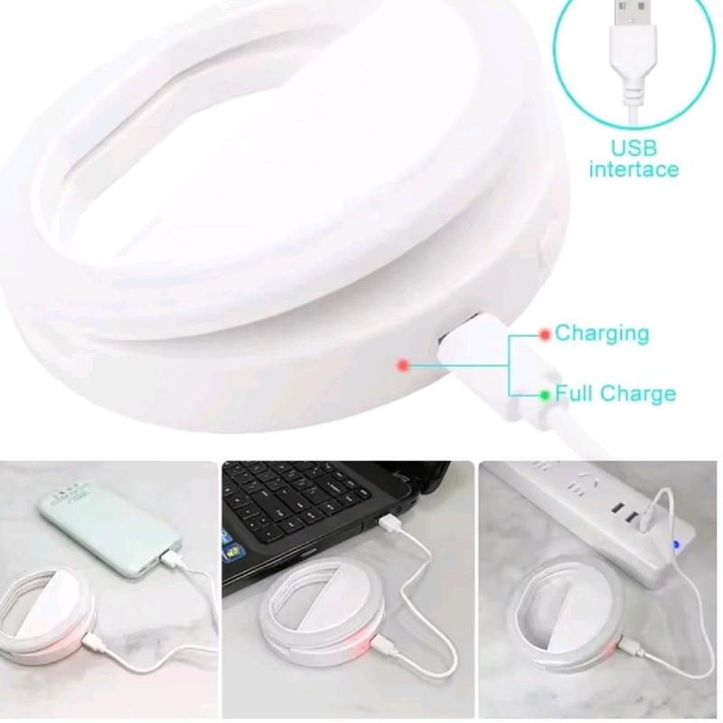 Selfie Light for Phone, Ring Light for Phone [Rechargeable] with 3 Brightness Levels & 30 LEDs, Dimmable Phone Selfie Ring Light for Phone, Tablet, Laptop, Zoom Meeting, Makeup, Video Accessories Adjustable Clip Portable Compact Cellphone Smartphone 2