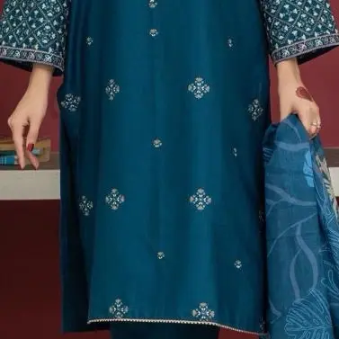 Premium 3 Piece Loose Fitting Cotton Suit Ready Made Eid Collection 4 Colours Indian Pakistani Dress Comfort Traditional Asian Clothing Loose Fitting Outfit Womenswear Comfortable Soft Kurta Breathable Style  embroidered stitched suits clothes 3