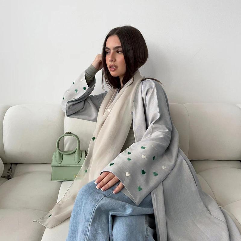 HASASERIES HS0998 Love Embroidered Elegant Cardigan Robe 5