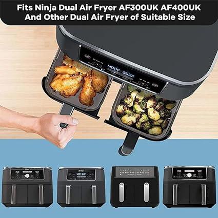 All Simple 2-pack Silicone Air Fryer Liner, Rectangle Reusable Air Fryer Liner BPA Free Silicone, Air Fryers Accessory For Home Kitchen Accessories Universal Fit 8.5 - 9.5L Each 2