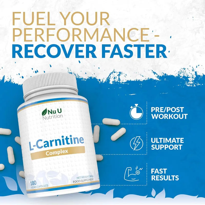 L-Carnitine Complex 2200mg - 180 High Strength Vegan Capsules - with Riboflavin, Biotin, Chromium, Vitamin D, B3 & B6 - L Carnitine Tartrate Supplement - Made in The UK - Nu U Nutrition 6
