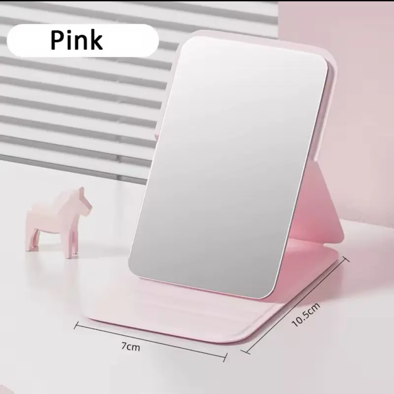 Portable Foldable Makeup Mirror, Adjustable Mini Mirror, Foldable Mirror for Dormitory & Office, Makeup Tools for Women & Girls 1 Count Pink 3