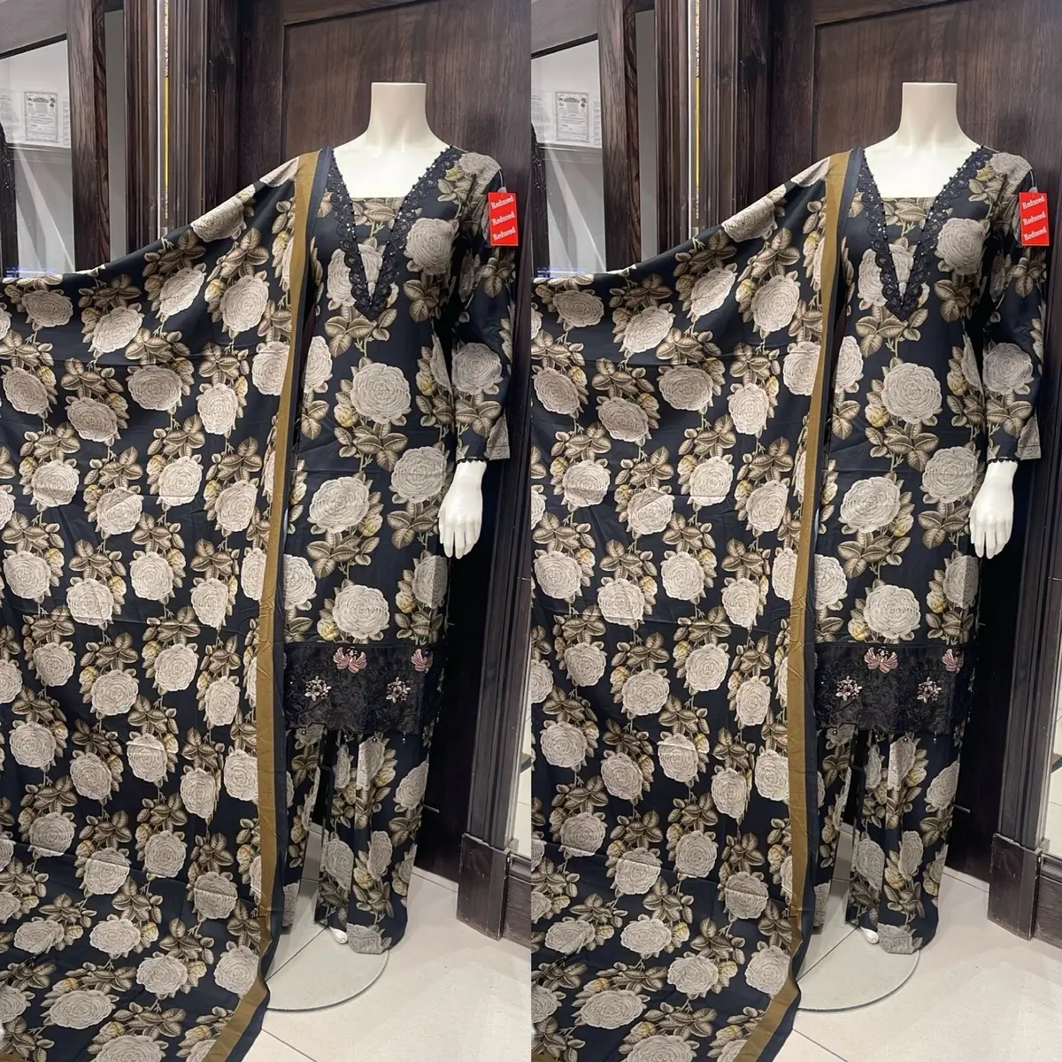 EMBROIDERED PRINT KHADDAR 3 PIECE SUIT 091C