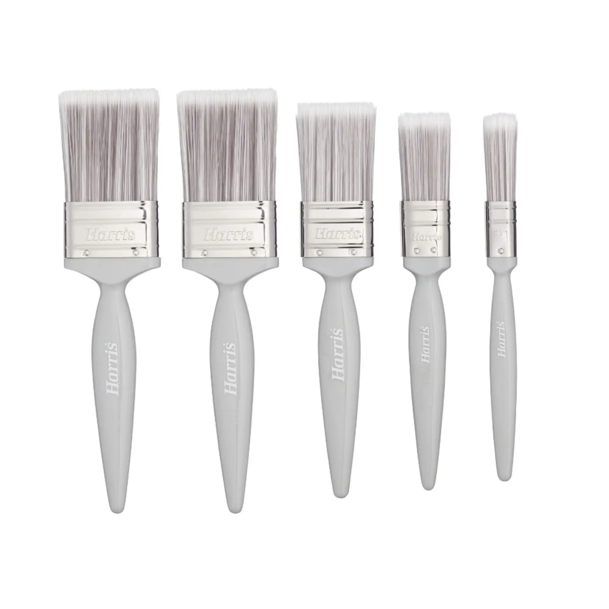 Harris Essentials Paint Brush Set for Walls & Ceilings – Pack of 5 (0.5", 1", 1.5", 2", Grey)