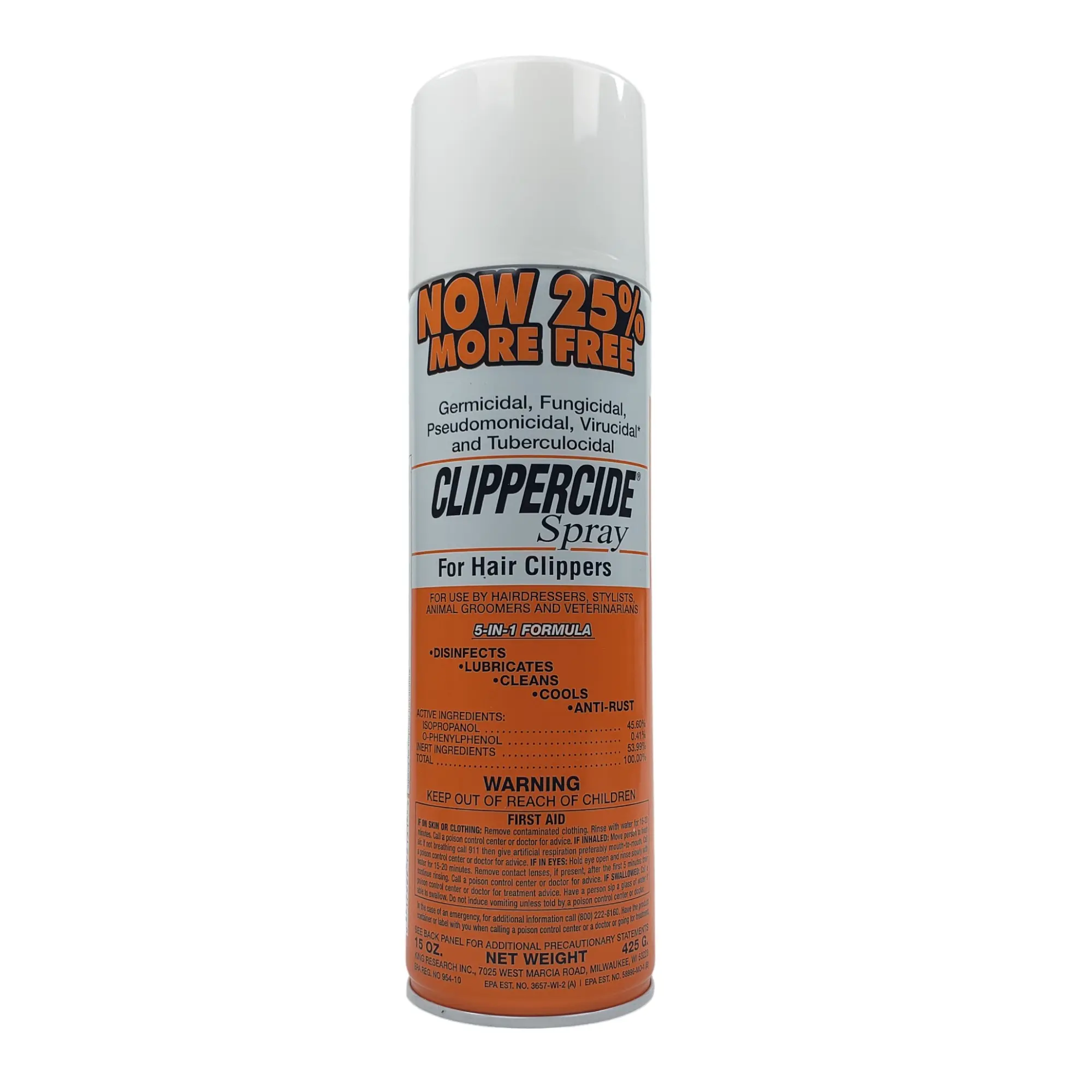 Clippercide 5-in-1 Clipper Spray Disinfectant 425g Household Pack Unscented