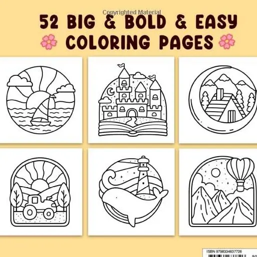 Simple Art: Coloring Book for Adults and Teens, Bold and Easy Designs for Relaxation with Minimalist Features (Bold & Easy Coloring) Paperback 1