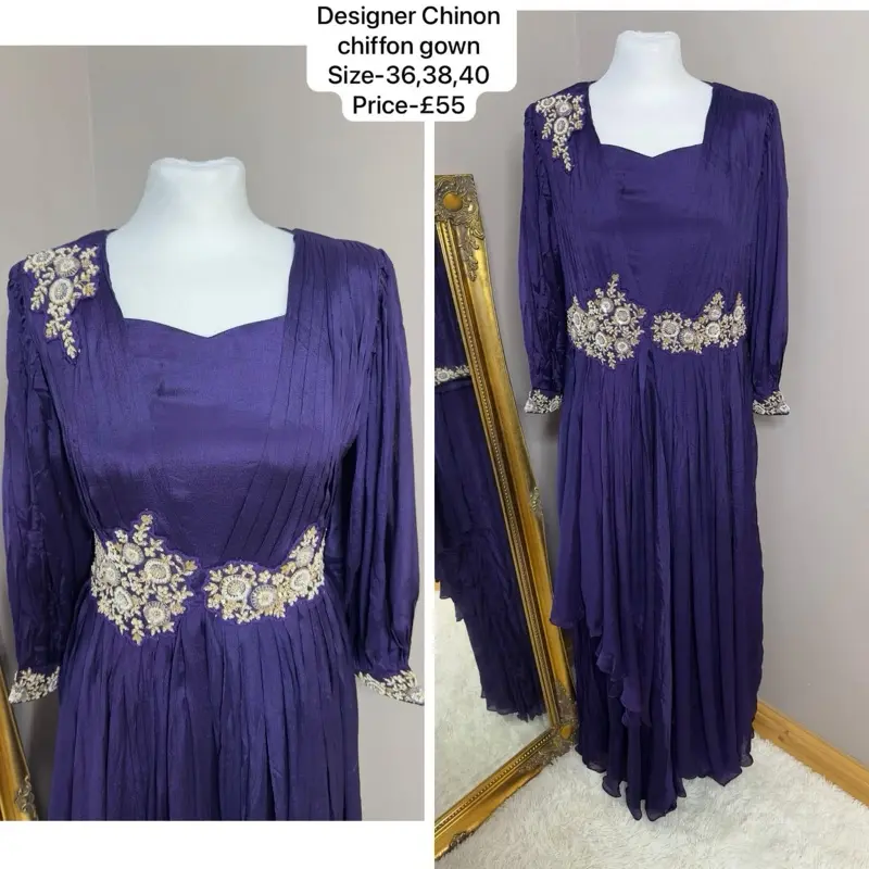 Women's Designer Chinon Chiffon Long Gown for Casual Occasions - Womenswear