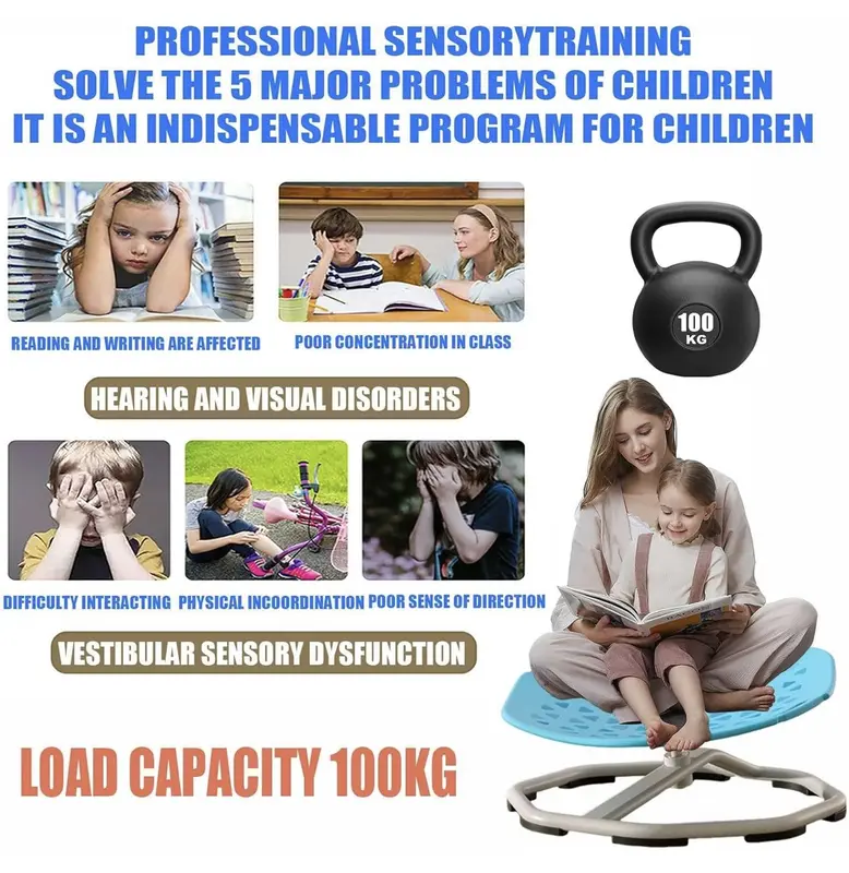 Children's Sensory Spinning Chair for Autistic Children - Metal Base Anti-slip Indoor and Outdoor Activity Spinning Toys autism  sensory space，autism stimming toys，sensory autism toy，spinning chair 3