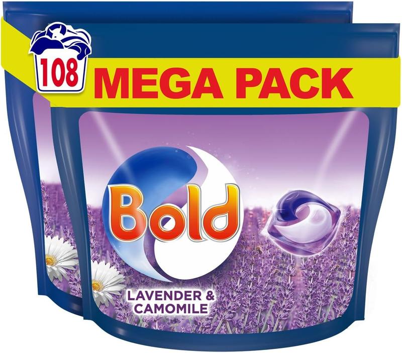 All-in-1 PODS Washing Liquid Laundry Detergent Tablets/Capsules, 108 Washes (54 x 2), Stain Remover For Clothes, Lavender and Camomile Scent, For Brilliant Cleaning With Built-In Lenor Freshness Household Pack 0