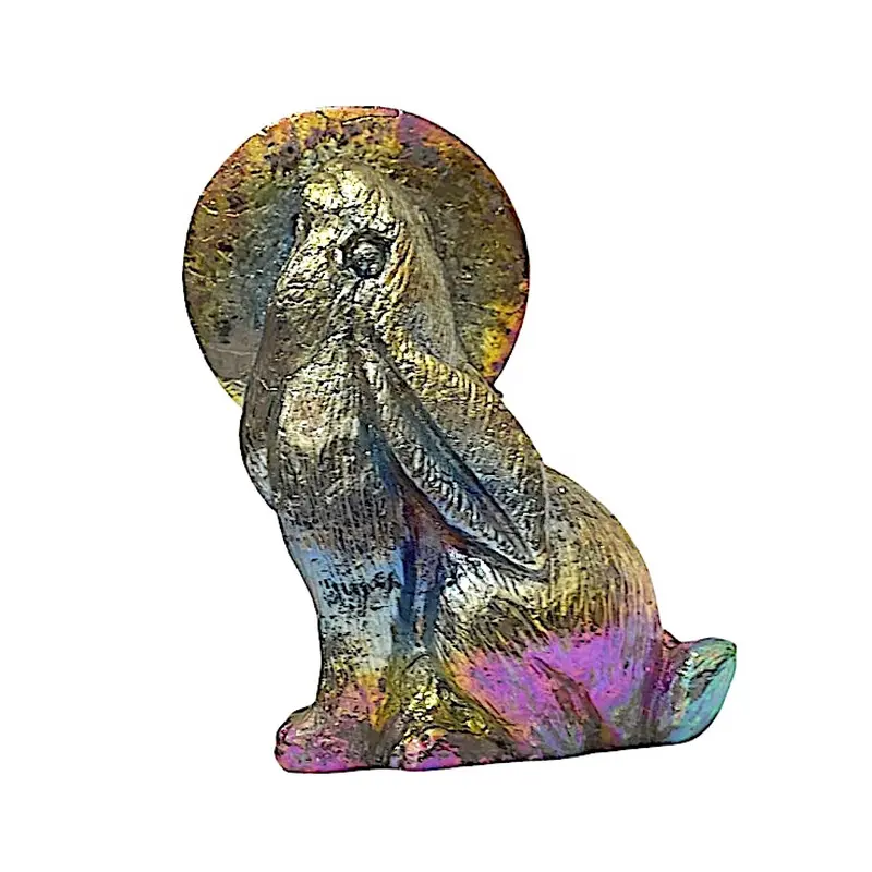 Bismuth Moon Gazing Hare - For Good Luck & helps to achieve your goals Decor Ornaments 0