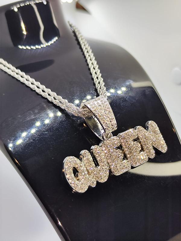 Brand New Iced Out QUEEN Pendant and Chain 4