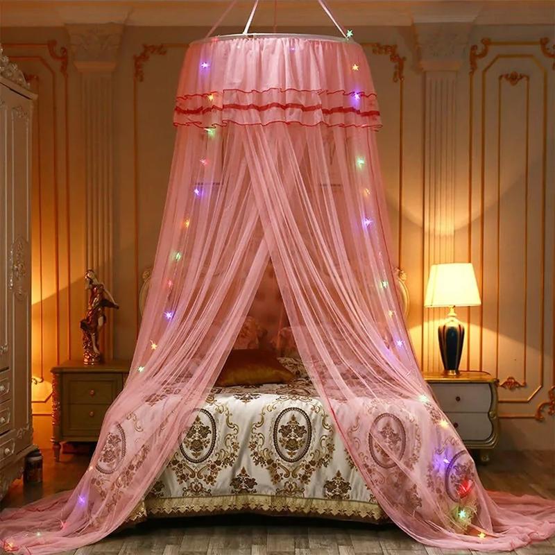 Kids Baby Bed Canopy Bedcover Mosquito Net Curtain Bedding Dome Tent LED Light - Lightweight and Breathable 2