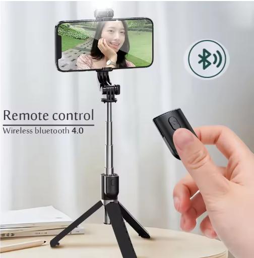 Portable Bluetooth Selfie Stick Retractable Multifunctional 103CM Phone HoldeTripod With Selfie light Wireless Remote Shutter 4