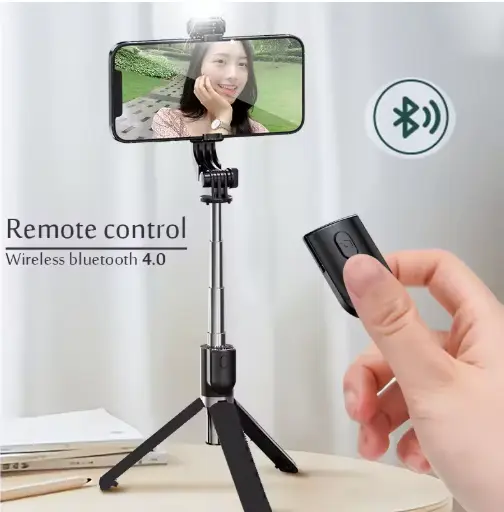 Portable Bluetooth Selfie Stick Retractable Multifunctional 103CM Phone HoldeTripod With Selfie light Wireless Remote Shutter 4