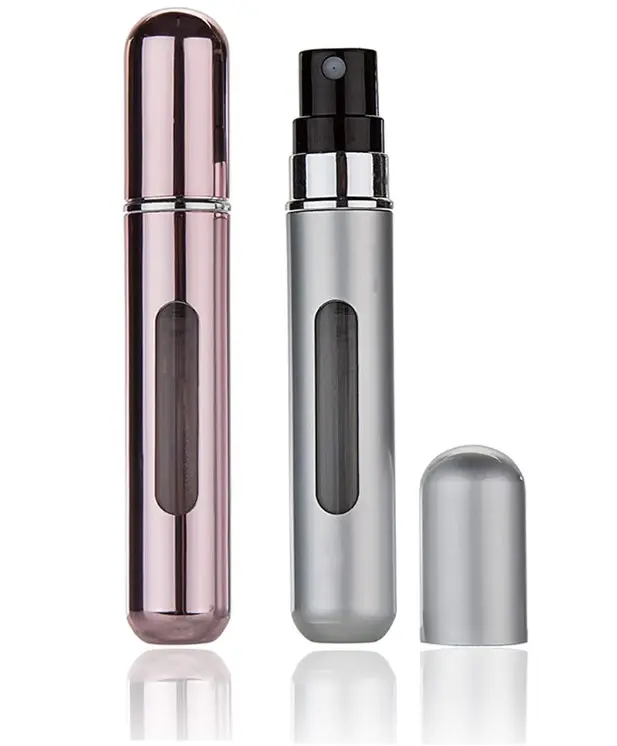 Perfume Atomizer Refillable, 8 ml Refillable Atomiser Perfume Spray Bottle Mini Aluminium Container Cover Set Transparent Friend Window Glass Insert Plastic 0