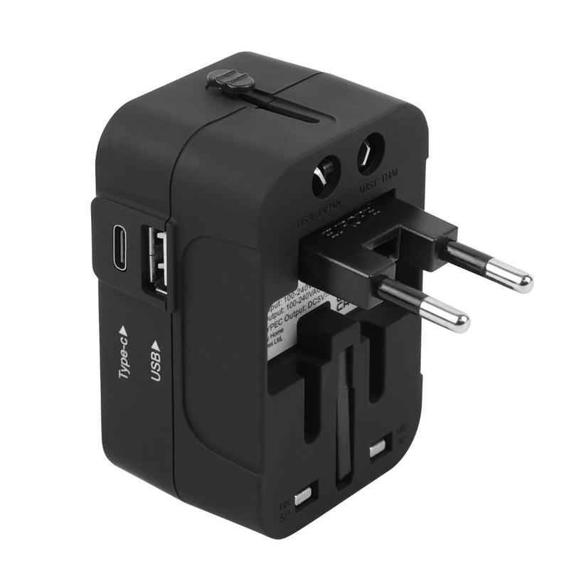Universal Travel Adapter With USB & Type-C Ports -    US, UK, EU and AU  Fast, Safe and Compact Charger for International Travel Durable Device perfect for charging Tablet, Cellphone, Mobile and More Plug Portable Electronic Socket Protection 2