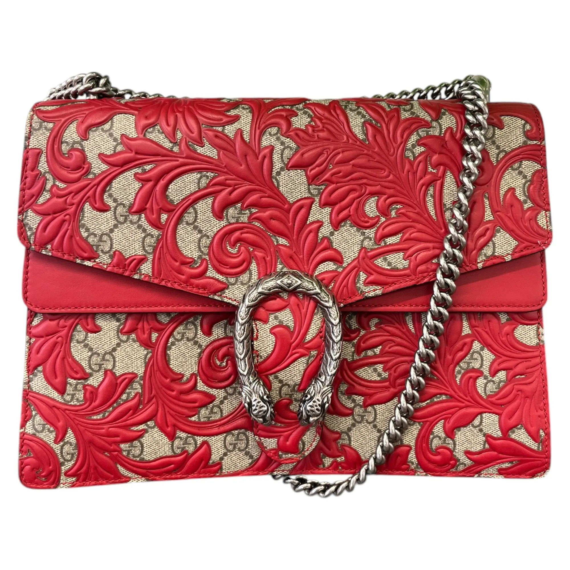Pre-owned  Gucci Women's Gg Arabesque Dionysus Bag Red