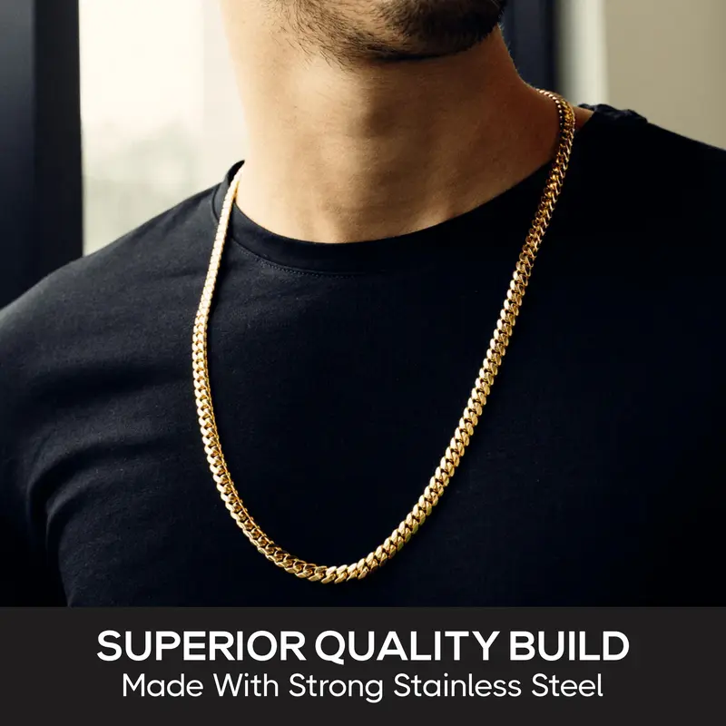 Silver Men's Curb Chain Necklace - Stainless Steel 3-15mm Widths, 14-30" Lengths - Jewellery for Men - Cuban Y2K 3