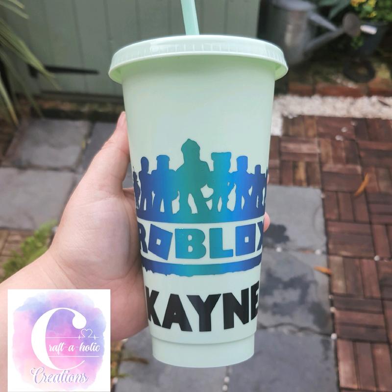 24oz Cold Cup with Roblox design, 20+ colours, handmade, gift, kids, bpa free, personalised, drinkware, Children, travel, home, gaming 4