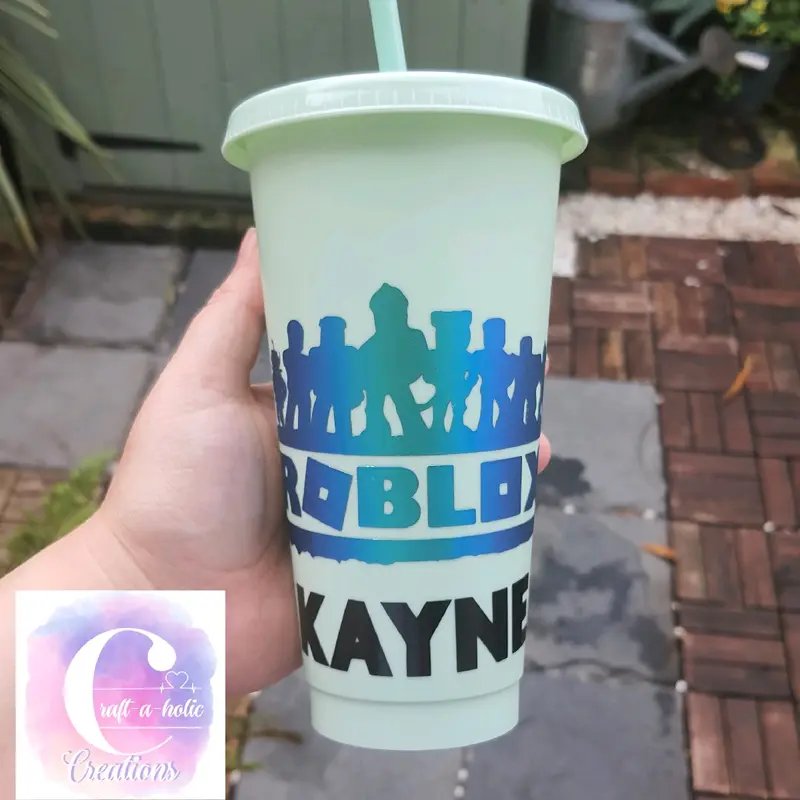 24oz Cold Cup with Roblox design, 20+ colours, handmade, gift, kids, bpa free, personalised, drinkware, Children, travel, home, gaming 3
