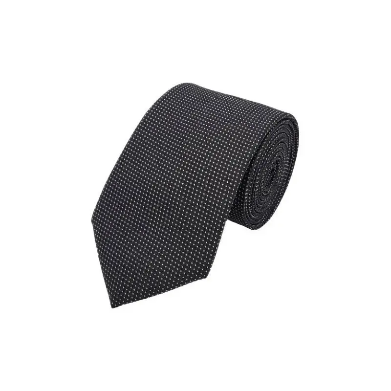 Black and white-toned micro patterned polka dot tie
