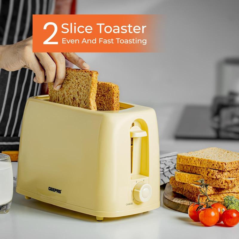 Geepas 2 Slice Bread Toaster 6 Level Browning Control with Crumb Tray 650W 2