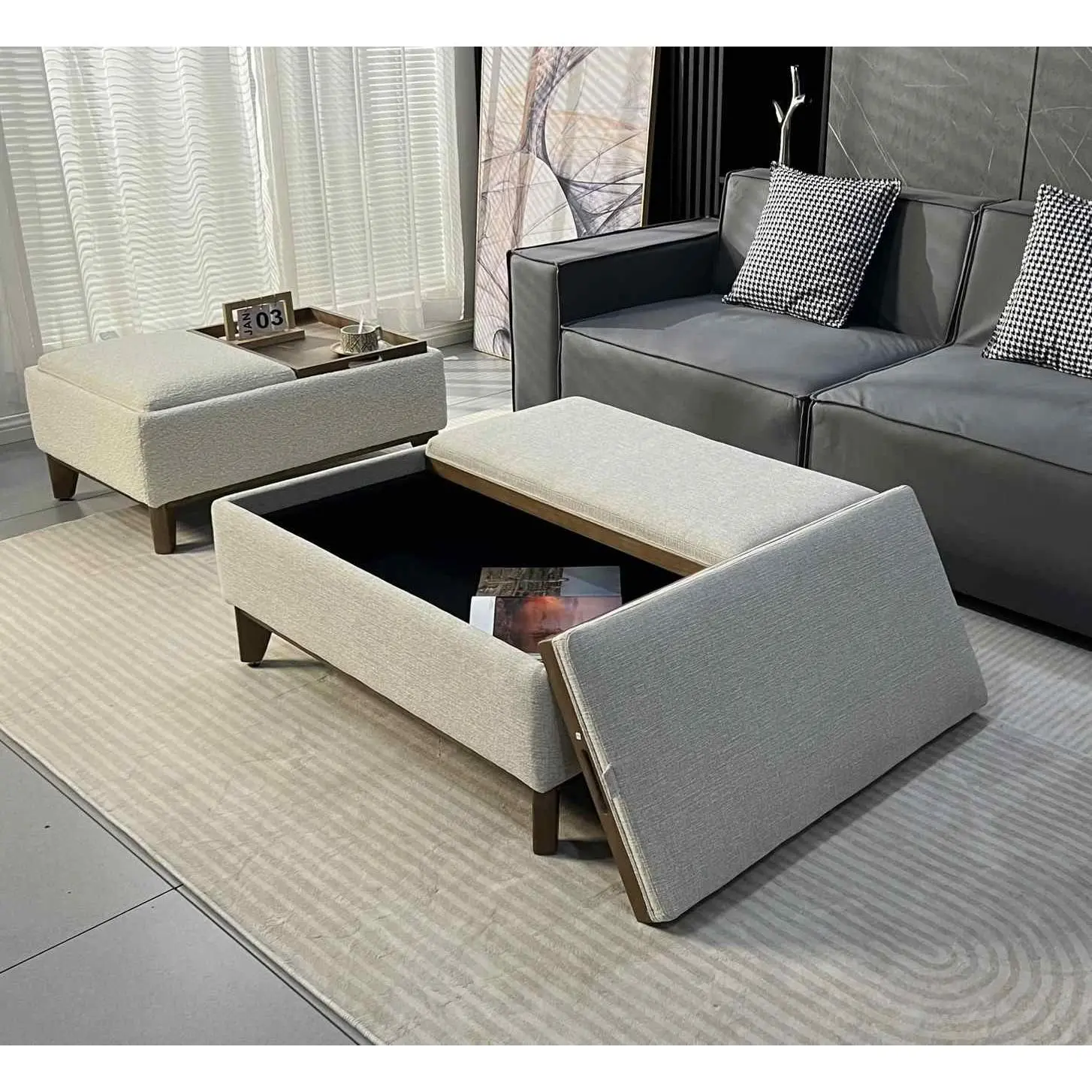 Verso Ottoman Coffee Table, White (Large)