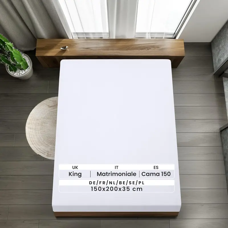 Bedding Fitted Sheet King (2 Pack), White - Deep Pocket 14 inch (35 cm) - Easy Care - Soft Brushed Microfibre Fabric - Shrinkage and Fade Resistant - Bottom Sheet 0