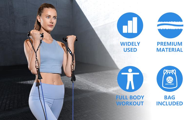Product Introduction of Ergonomic Exercise Handles for Cable Machine Attachments, Resistance Bands - Gym Handles for Yoga, Pilates, Strength Training Workout (Black/Blue) 4