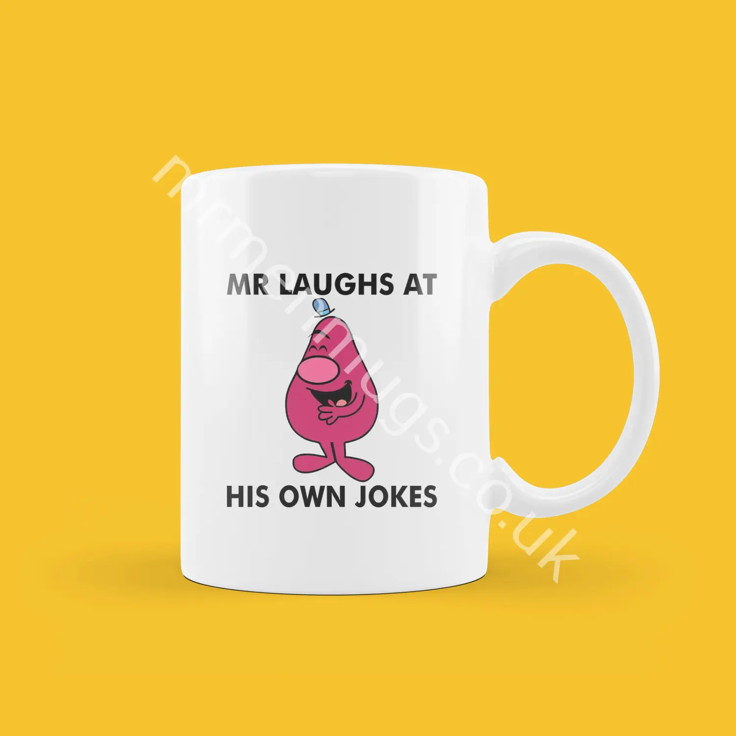 Mr. Laughs At His Own Joke - Coffee Mug Tea Cup, Funny Mr Men Gift, Present.