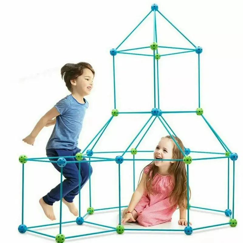 CHILDREN'S KIDS 72 PIECE BUILD & PLAY CONSTRUCTION FORT TENT WENDY HOUSE DEN 0