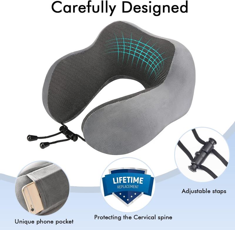 Memory Foam Soft Neck Pillow for Travel Comfortable Head Cushion Support Neck Pillow Accessories for Sleeping Rest, Airplane Car & Home Use 5
