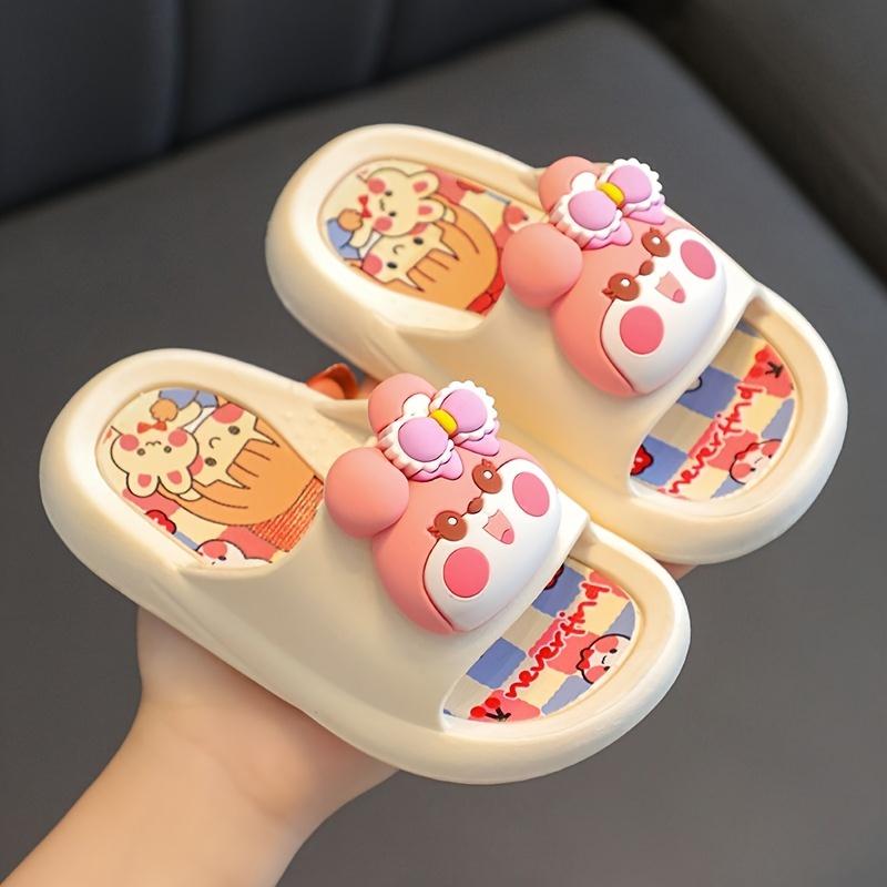 Cute Cartoon Slippers, Anti Slip And Lightweight Open Toe Slippers, Comfortable Home Slippers, Shower Shoes, All Seasons Footwear Walking Shoes Women Girl Flipflop Slide 6
