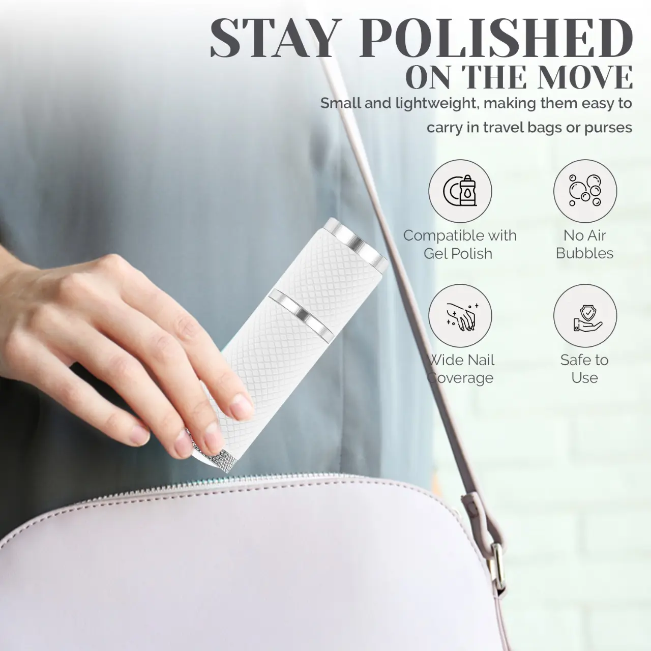 Mini Portable Travel Nail Art Cure LED Light Lamp Fast Gel Nail Dryer - White