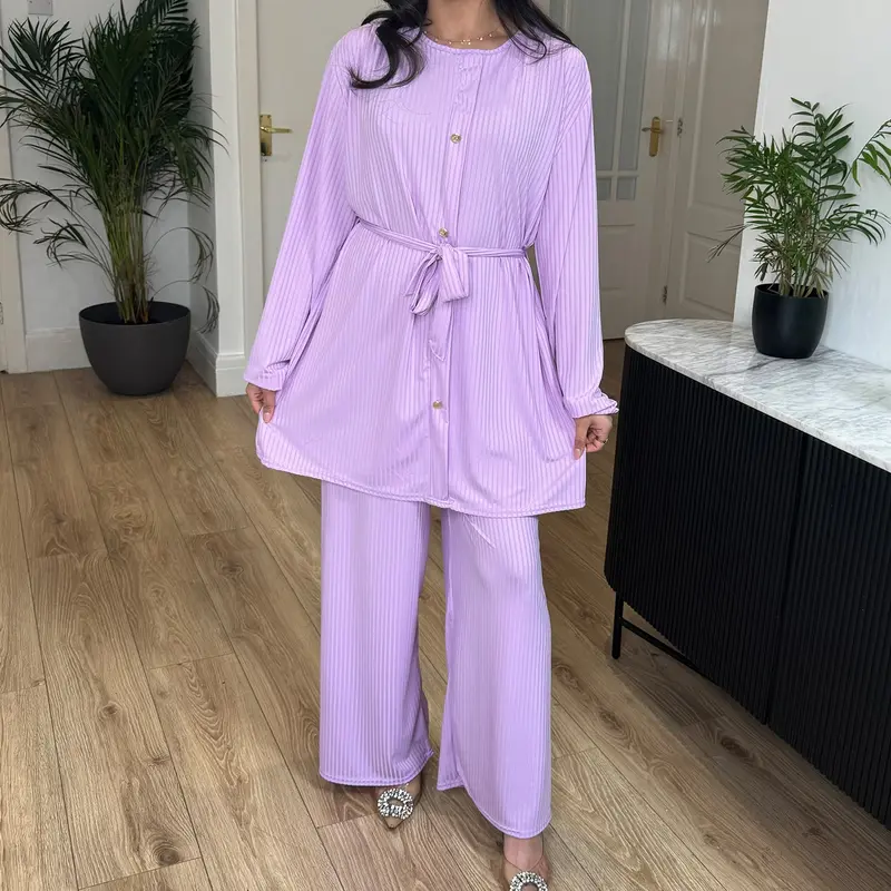 STYLEME LADIES 4 BUTTON RIBBED CO ORD SET MODEST WEAR 2